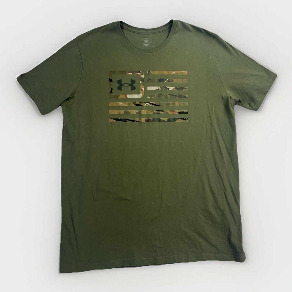Under Armour Freedom Camo American Flag Olive Green T-Shirt Men’s‎ XL